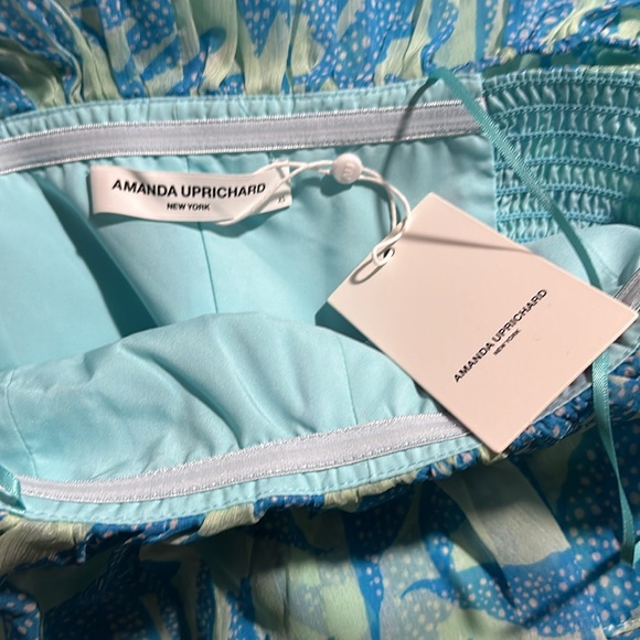 🔥🔥🔥NEW Amanda Uprichard Turquoise Rosalinda Off The Shoulder Dress - Picture 7 of 8